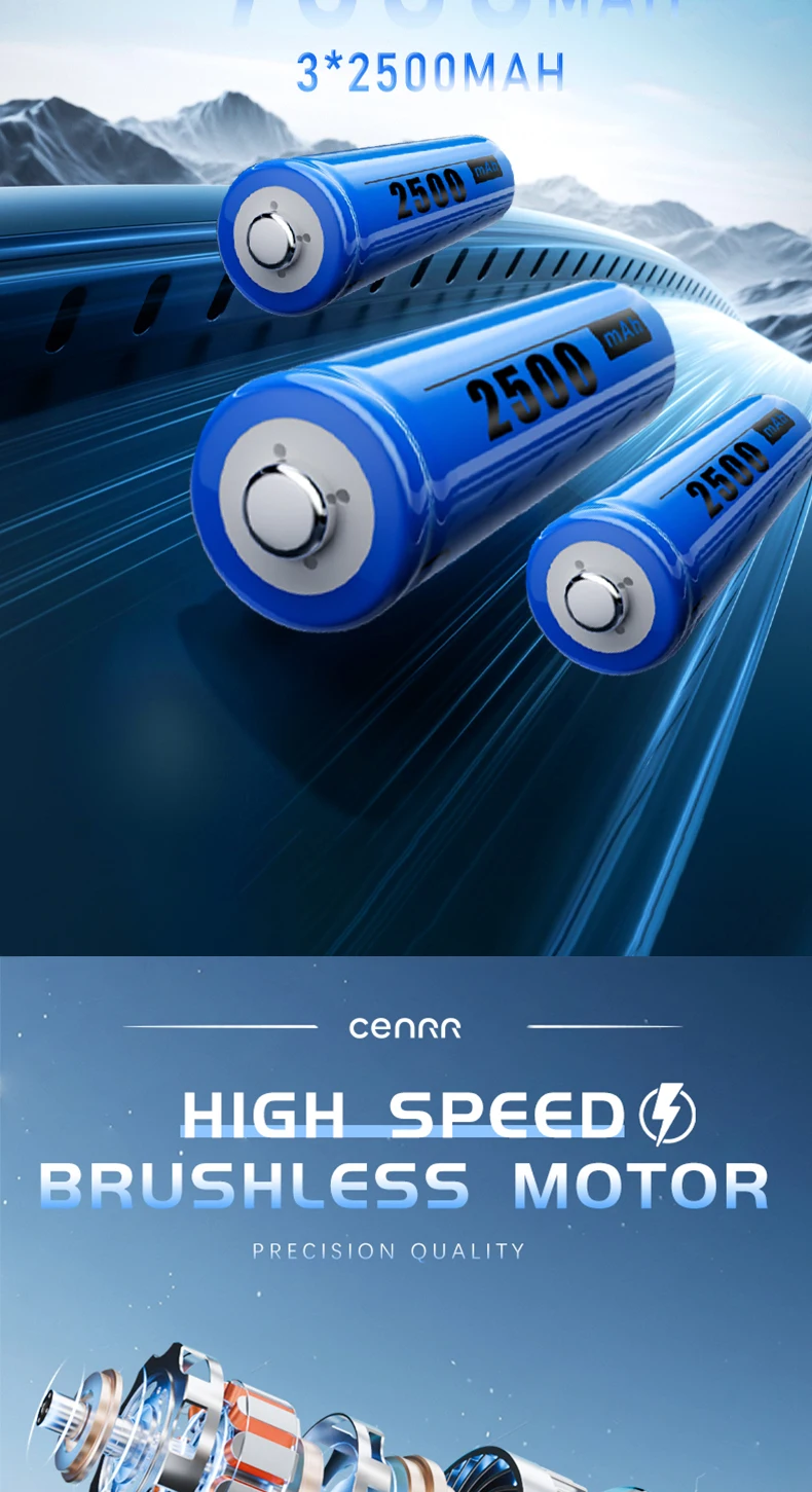 CENRR New Car Vacuum Cleaner Wireless Mini Powerful Portable HandHeld Car Cleaner LED Power Display Gift Lamp Air Gun 7500mAh