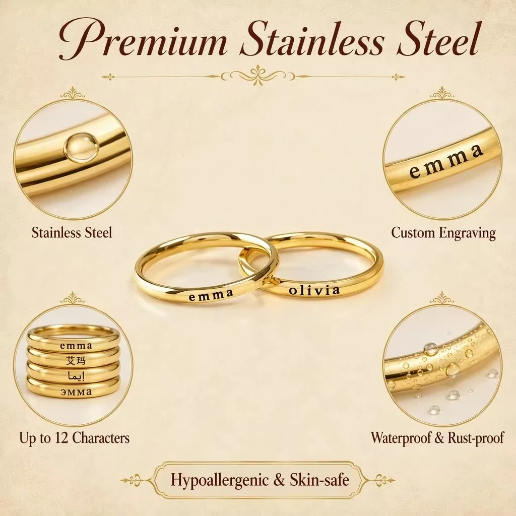 Personalized Engraved Name Rings Custom Letter Gold Ring for Women Jewelry Anniversary Birthday Gift for Mother Daughter Friend view 4