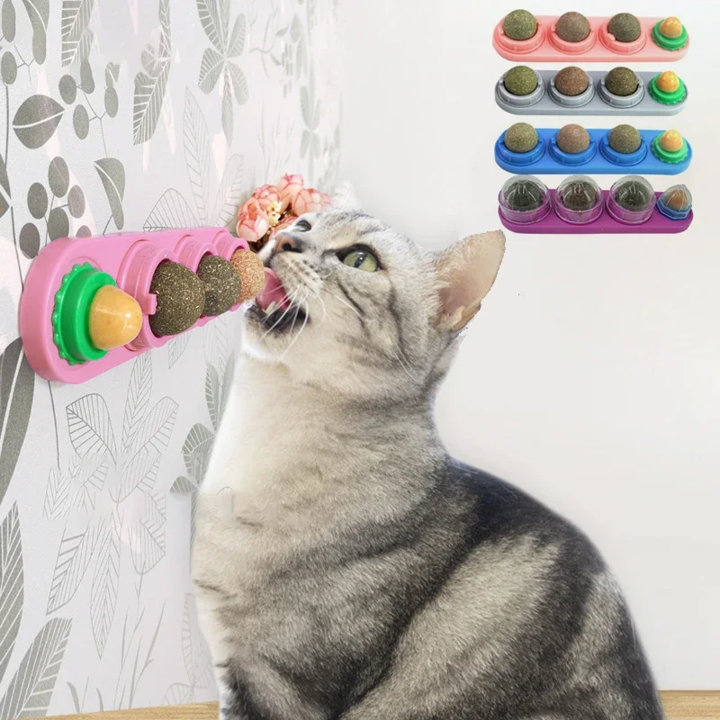 Nutrition Cat Catnip Ball Natural Healthy Cat Mint Wall Stick-on Ball Treats Promote Digestion Cat Grass Lick Snacks Kitten Pet