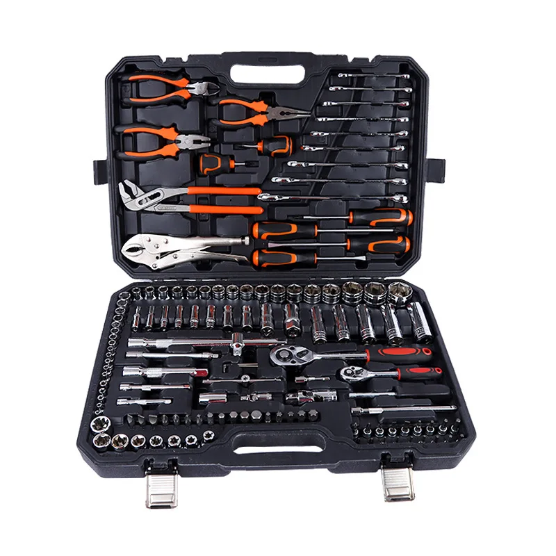 131-Piece Auto Repair & Household Combination Set with PC Ratchet Pliers Screwdriver Dual-Purpose Wrench Tool Box CRV Material