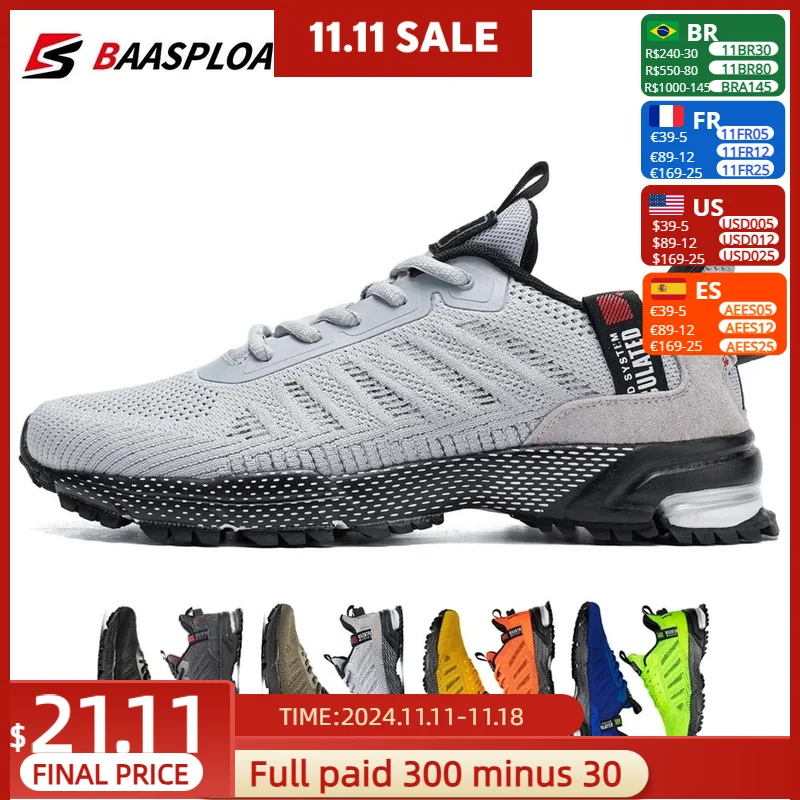 Baasploa Professional Running Shoes For Men Lightweight Men's Designer Mesh Sneakers Lace-Up Male Outdoor Sports Tennis Shoe