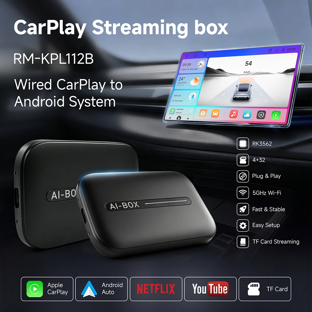 Ezonetronics  CarPlay Android Box AI Box Quad Core Android 13, Wireless CarPlay Android Auto Adapter, YouTube Netflix Play Store
