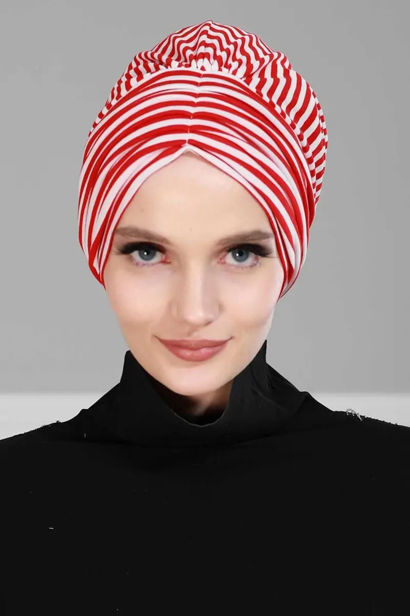 Os plissé peigné rayé rouge