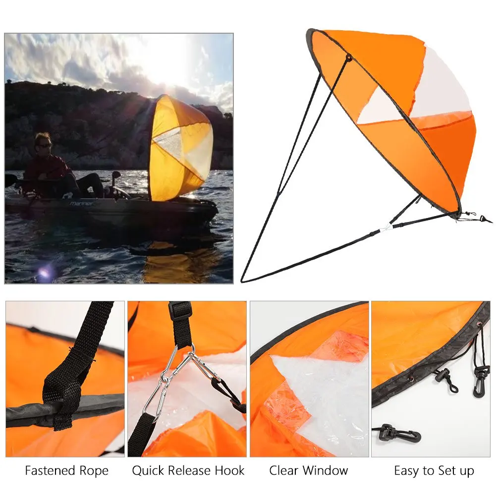 Foldable Surfling Kayak Boat Wind Sail Paddle Board Sail Kayak Sail Kit Downwind Wind Sail Kit 42inch Kayak Paddle board boating