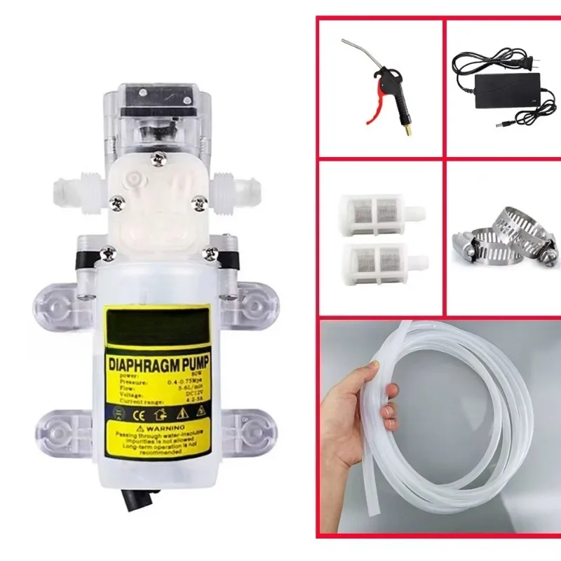 12V Electric Liquid Transfer Pump Set, Intelligent Start-Stop Brew Syphon Pump for Wine Beverage Edible Oil Water Purifier Boost