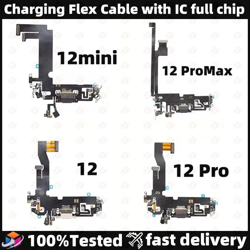 

USB Charger Port Dock Connector Micro For iPhone 12Mini 12 Pro Max Charging Flex Cable Board Microphone Headphone Socket with IC