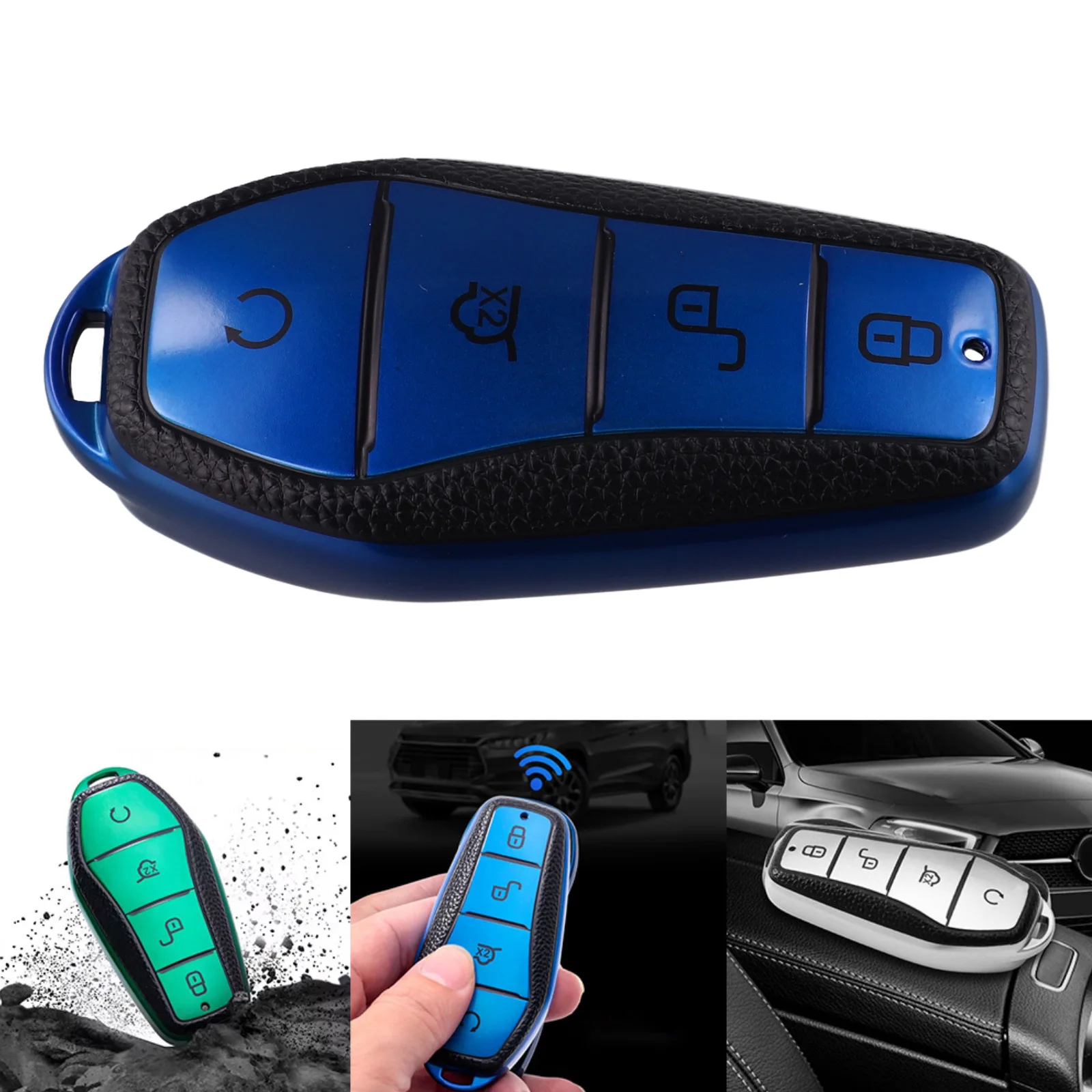 For Car Key Protection Color Silver,Blue,Green,Red Car Key Cover Leather Key Cover OEM Part Number No High Reliability