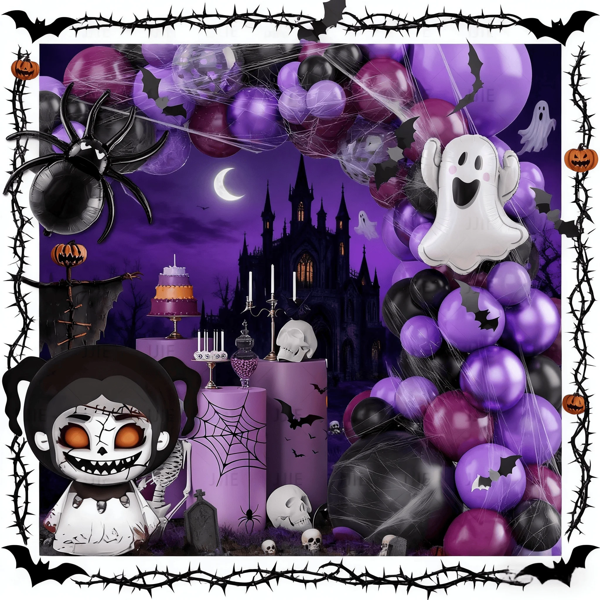 

Halloween balloon Wreath Arch Set Scary Face Foil Balloons for Halloween Themed Party Home Decoration Trick or treat supplies