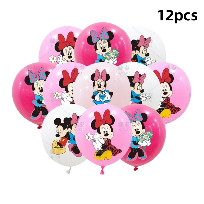 

12 pieces/set of Disney Mickey/Minnie theme solid color printed balloons holiday birthday party scene decoration supplies