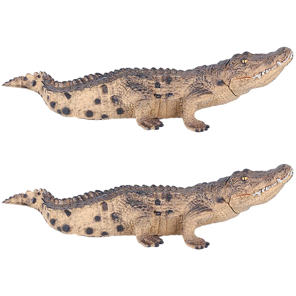 2 pçs modelo de crocodilo brinquedo simulado simulação figuras animais reconhecimento estatueta modelos falsos