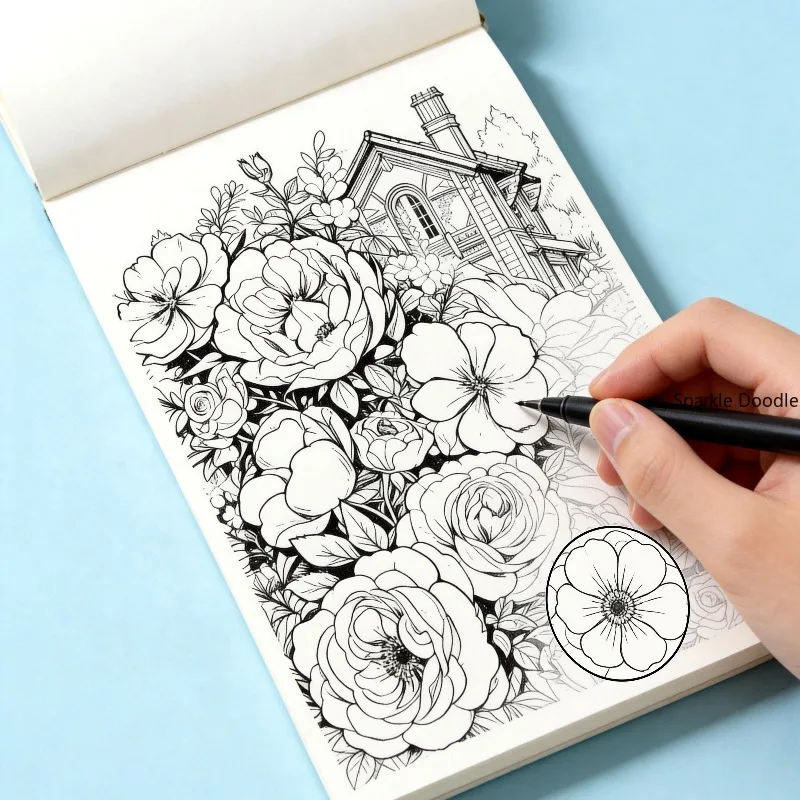A Book for Adults To Calm Down, Relieve Anxiety, Control Pen, Sketch, Multi Theme Zen Wrap Painting Copy and Coloring, 24 Pages
