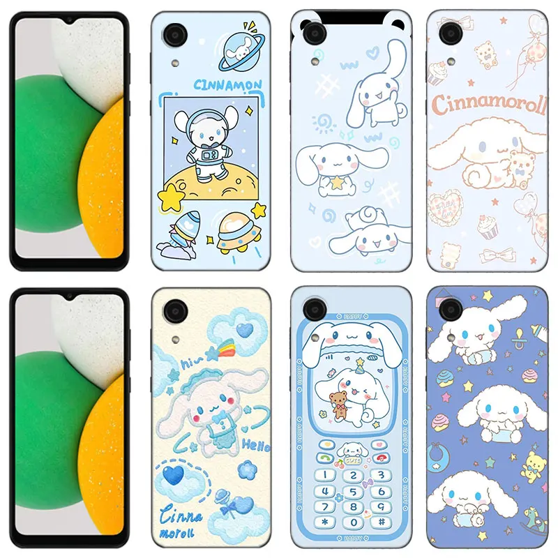 Sanrio Cinnamoroll Phone Case For Samsung Galaxy A01 A03 Core A04 E A02 A05 A10 A20 A21 A30 A50 S A6 A8 Plus A7 2018 Black Cover