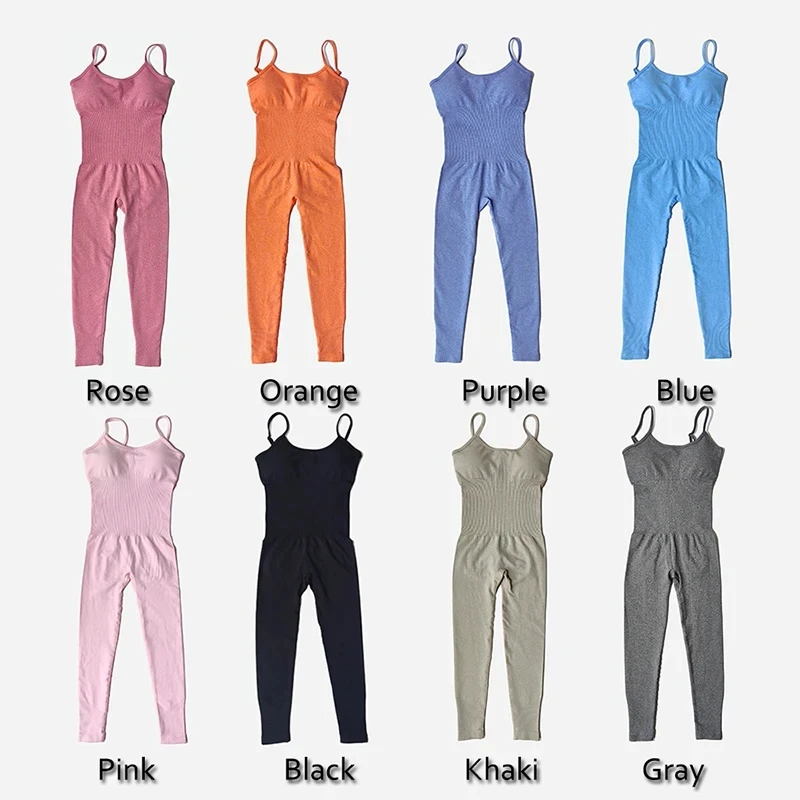 Women\'s Tracksuit Yoga Set Seamless Jumpsuits One Piece Fitness Workout Rompers Sportswear Gym Set Workout Clothes For girl