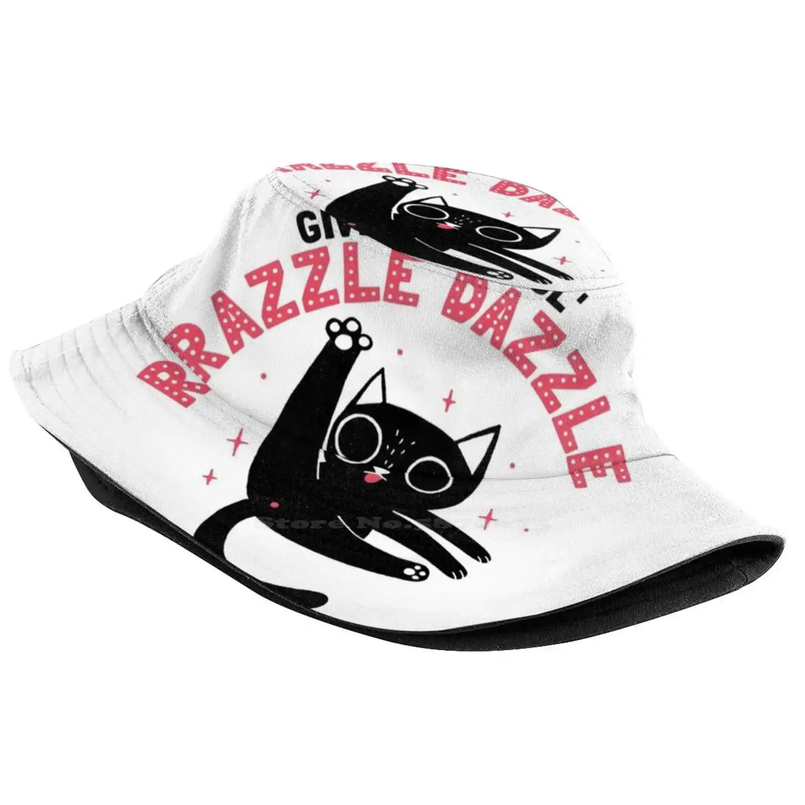 The Ol' Razzle Dazzle Foldable Panama Bucket Hat Cap Cats Kitty Kitten Razzledazzle Type Funny Cute Humor