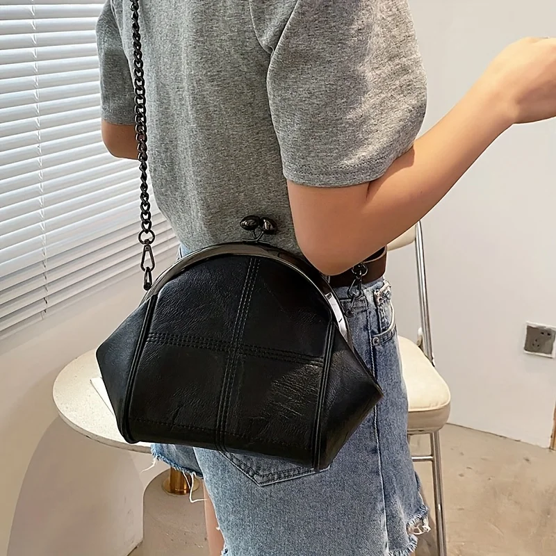 Large Capacity Retro Solid Color Crossbody Bag, Fashion and Versatile Chain Shoulder Coin Purse, Women's Commuting Party Bags