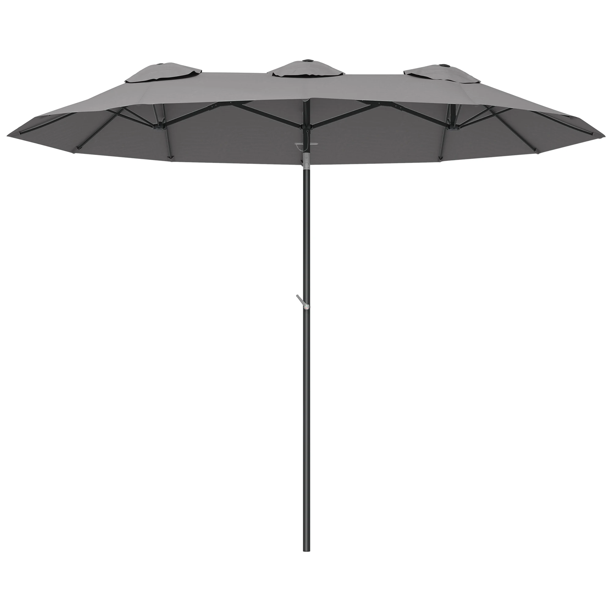 Outsunny Sombrilla Doble 295x152x222 cm con Inclinación de 45° Manivela Gris