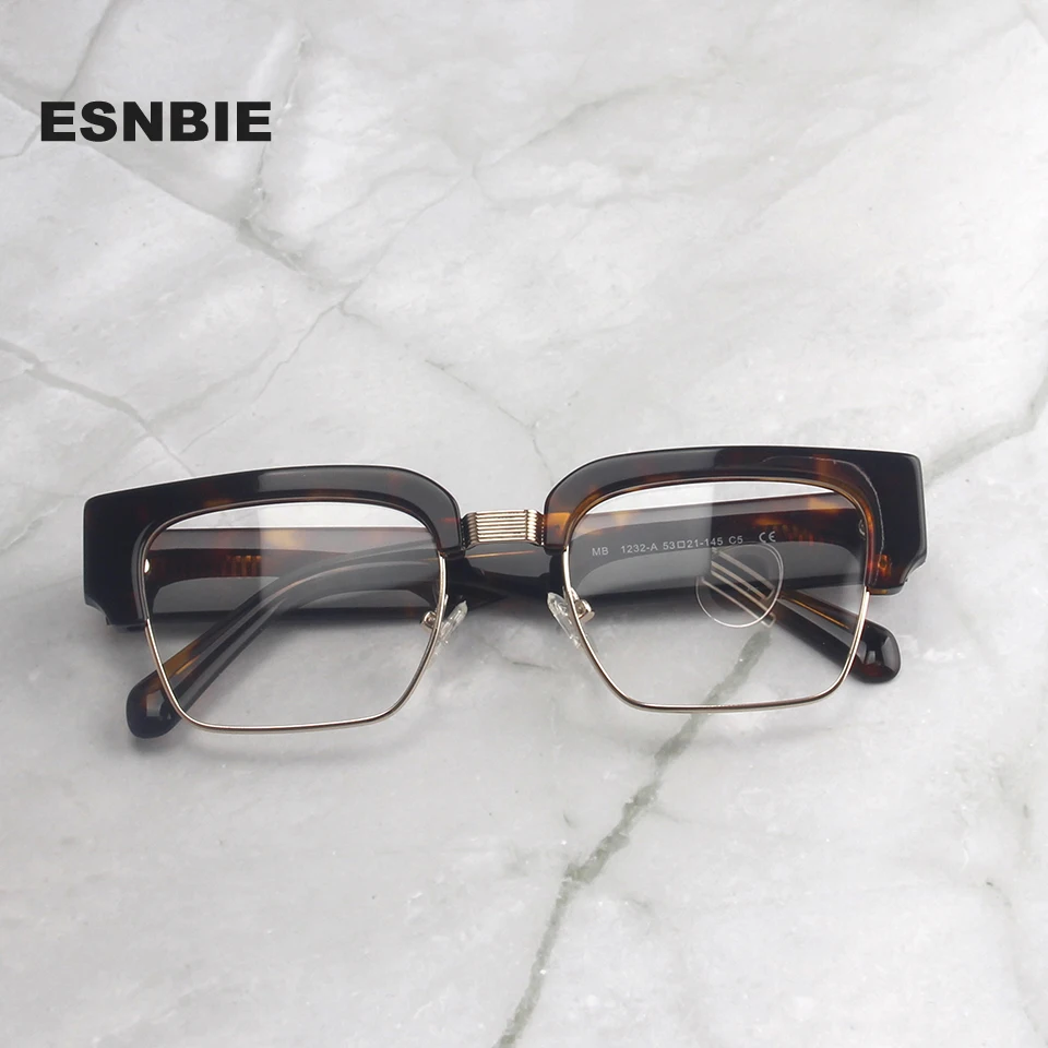 

Brand Designer Men Big Square Myopia Glasses Frame High Quality Acetate Alloy Spectacles Large Prescription Optical Glasses