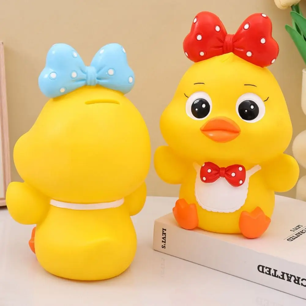 Hucha de pato amarillo pequeño anticaída, tanque de ahorro, cajas de dinero de pato de dibujos animados de gran capacidad, decorativas coleccionables