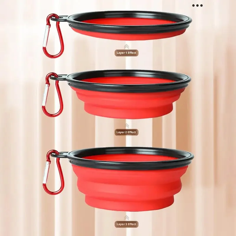 1/3pc Dog Travel Bowl, Collapsible Bowls for Dogs, Foldable Cat Water Bowl, Portable Pet Feeding Travel Dish with Carabiner Clip