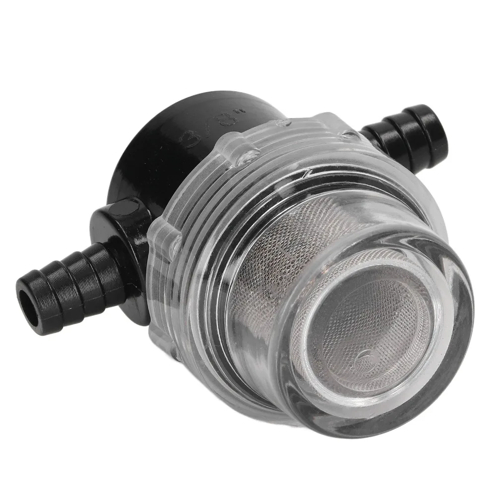 3/8 Inch ID Water Pump Strainer 50 Mesh 1/2 Inch Output In Line Strainer ABS Material Stainless Steel Screen Mesh Filter Screen
