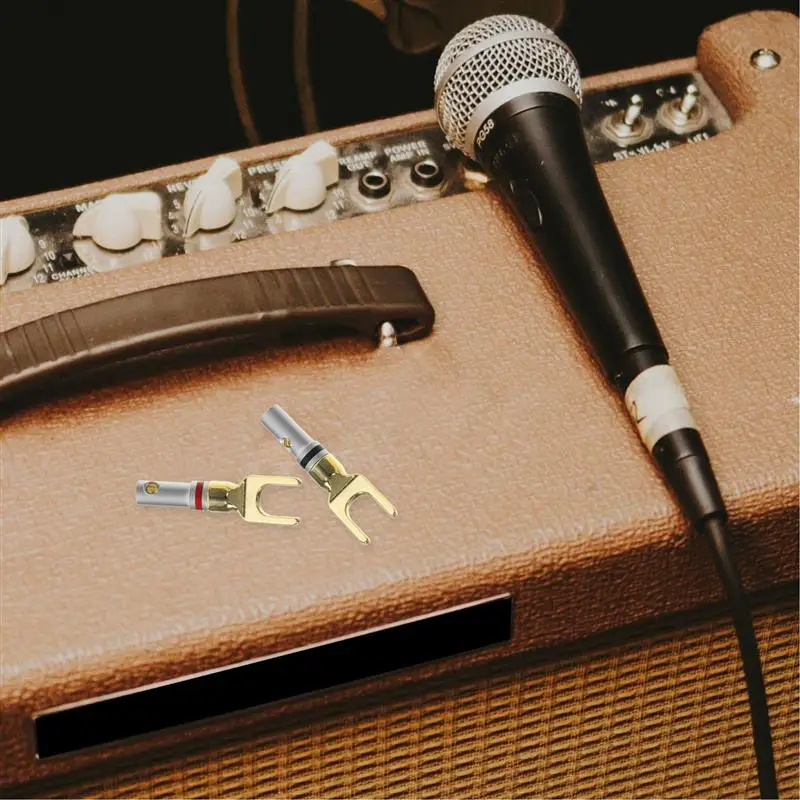 6Pcs Speaker U-shaped Plugs Screw Fork Electric Wire Cable Speaker Connector Speakers U-shaped Plugs Copper Audio Speaker Forks