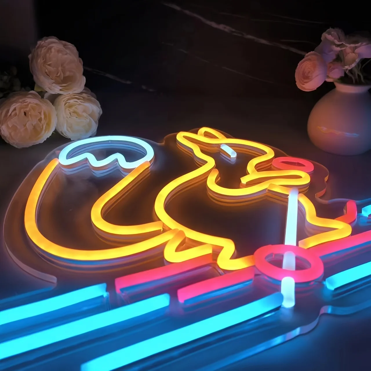 السناجب التزلج النيون الساحرة LED تزلج ضوء النيون لغرفة النوم حفلة الحمام التزلج Rink الجليد Rink ديكور USB عكس الضوء هدية #4