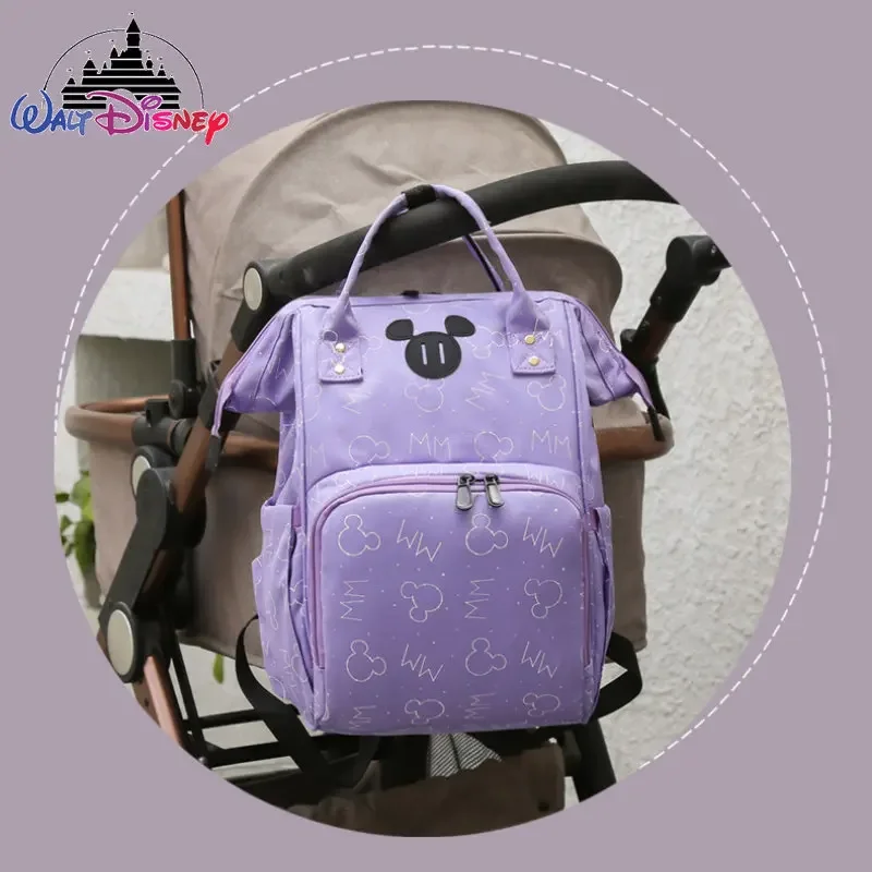 Disney-mickey bolsa de fraldas para gestantes, mochila, grande capacidade, multifuncional, usb, desenhos animados, nova moda