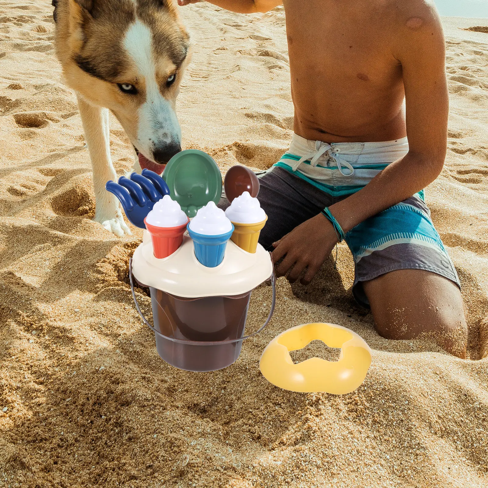 1-セット子供用ビーチ砂遊び屋外プラスチック砂浚渫バケツ子供用夏のビーチ子供用屋外おもちゃ