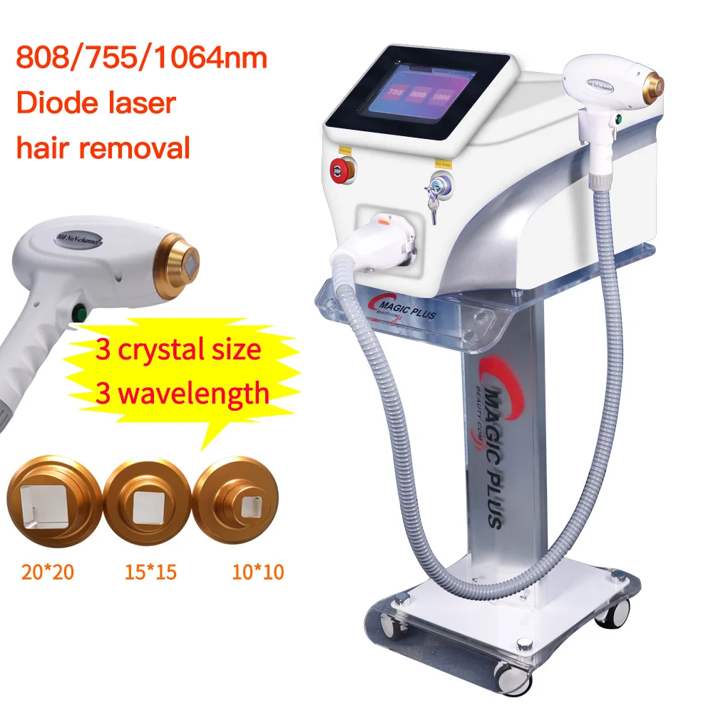 

Diode Laser Hair Removal Machine 755nm 808nm 1064nm Painless Permanent Body Hair Remove Epilator Beauty Equipment