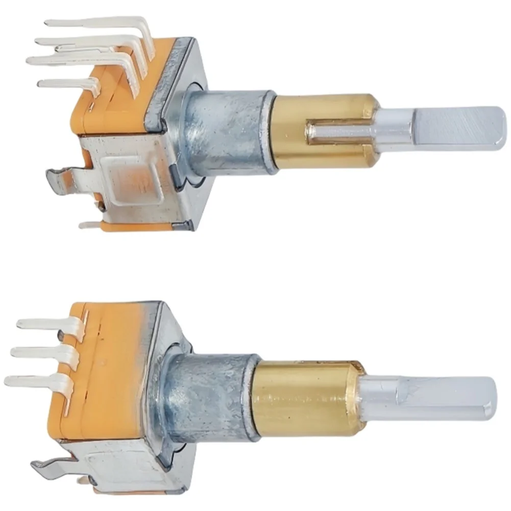 2PCS For EC110701N2B Rotary Encoder Dual Shaft With Push Button Switch 30 Position 15 For Pulse Output Metal Yellow Industrial
