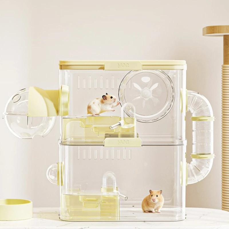 Fully Transparent Modular Hamster Cage Expandable Design Duplex Habitat Luxury Multi-Level Hamster Playground DIY Pet Villa