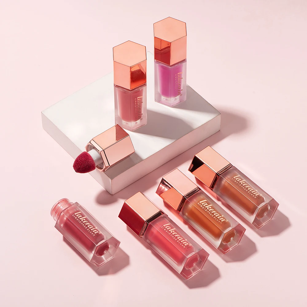 6 Colour Matte Liquid Blush Easy to apply long lasting waterproof blush sponge brush head Eyes lips Makeup Blush Cosmetics