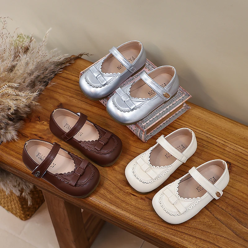 

Детские туфли для девочек «Принцесса» с простыми бантиками, милые прогулочные туфли для девочек, универсальные мягкие туфли-балетки для малышей, нескользящие, новинка 2026 года