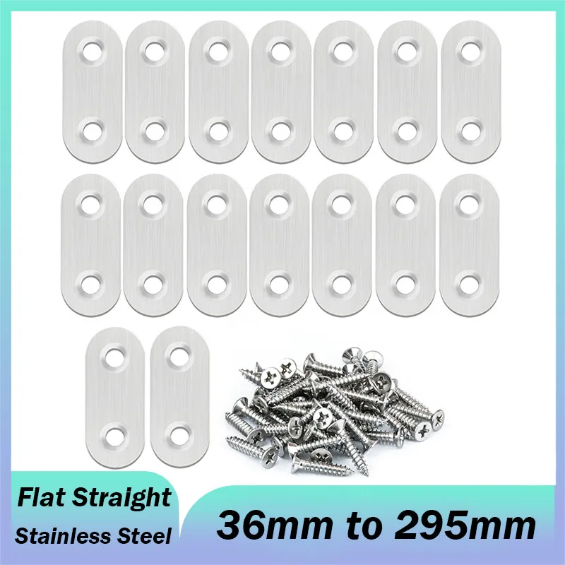 2pcs Stainless Steel Flat Straight Brace Brackets Premium Metal Fixed Connecting Plate Can be Used to Repair Furniture Beds Etc