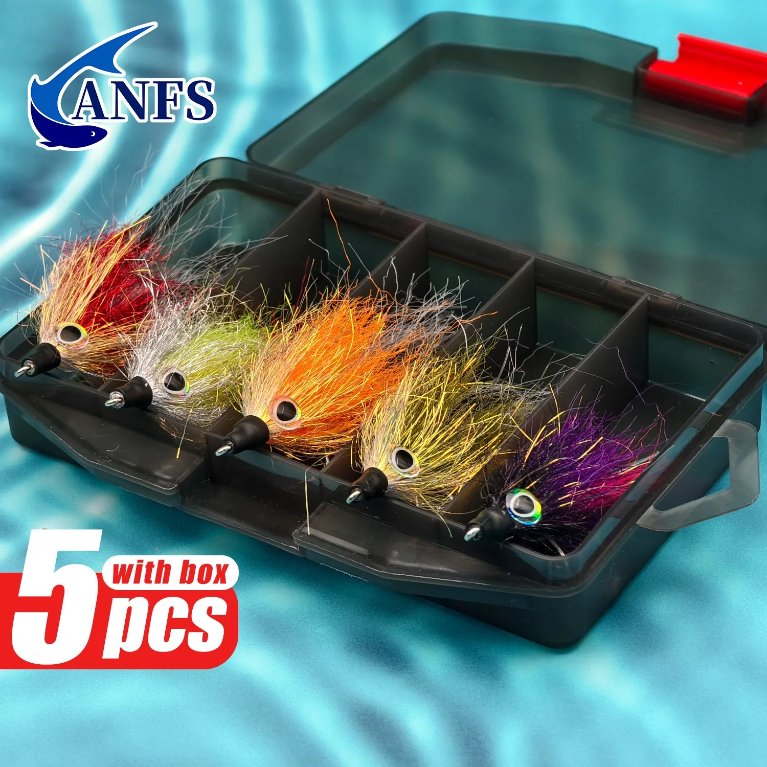 ANFS 5pcs Hand Made Large Streamer Flies -Belt Lures Suitable for Trevally,Perch Trout Sea Fishing Artificial Baits