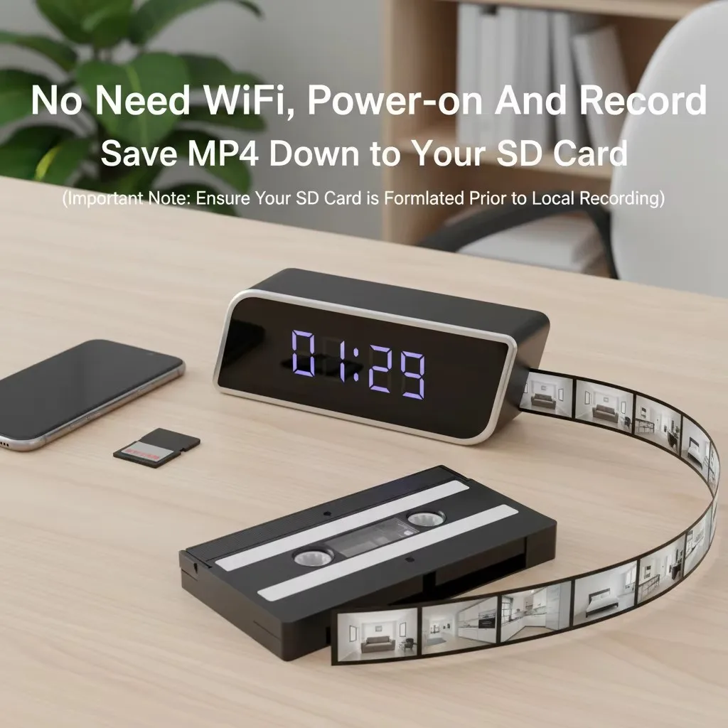 Digital Clock Camera 1080P FHD Wireless WiFi Cameras with Night Vision 2600mAh Battery APP Control Motion Detection Camcorders view 5