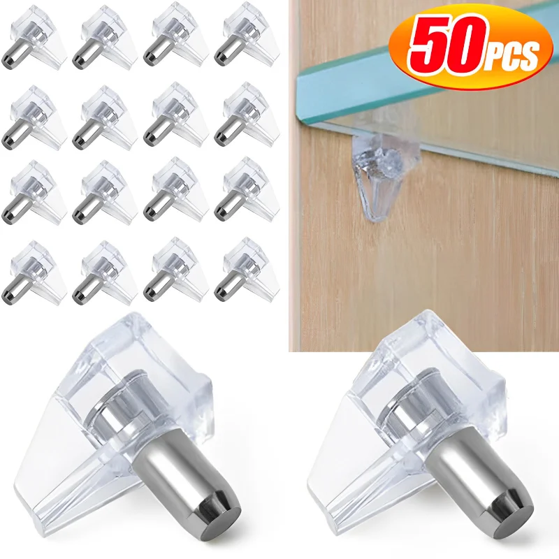 50/10pcs Transparent Shelf Studs Pegs Plastic Laminate Support Cabinet Wardrobe Shelves Glass Plate Support Furniture Hardware