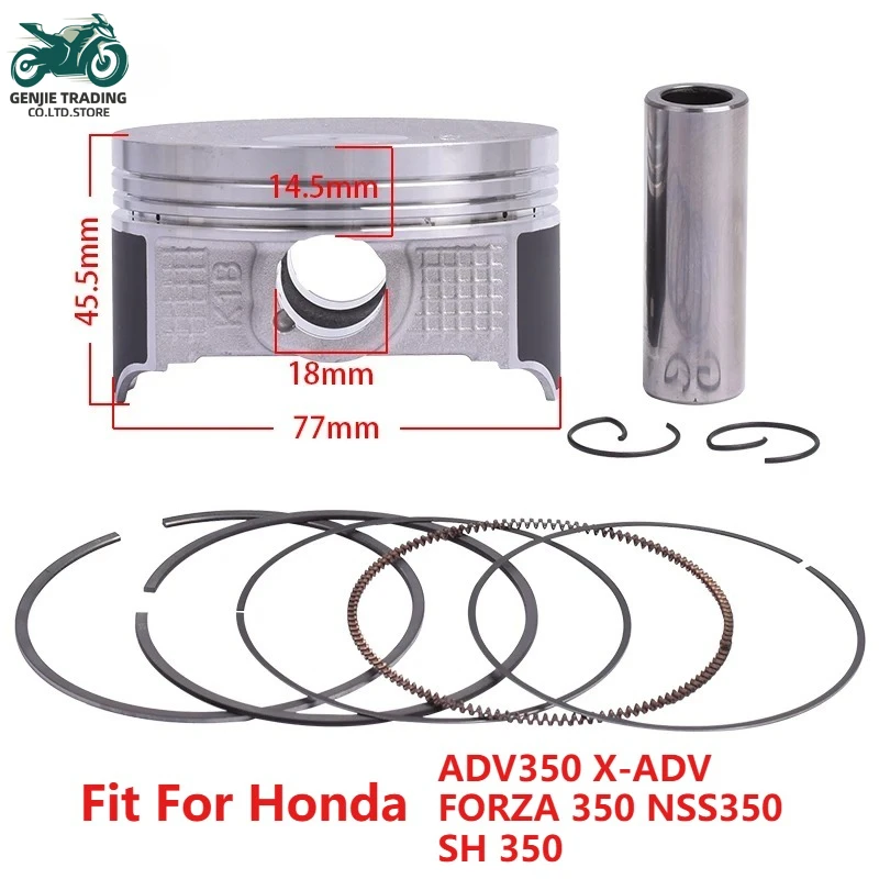 

Motorcycle 77mm Piston Rings Kit For Honda ADV350 ED 2ED 3ED 4ED FORZA 350 NSS350AM SH350 SPORTY 2ED 2021-2023 13101-K1B-T00