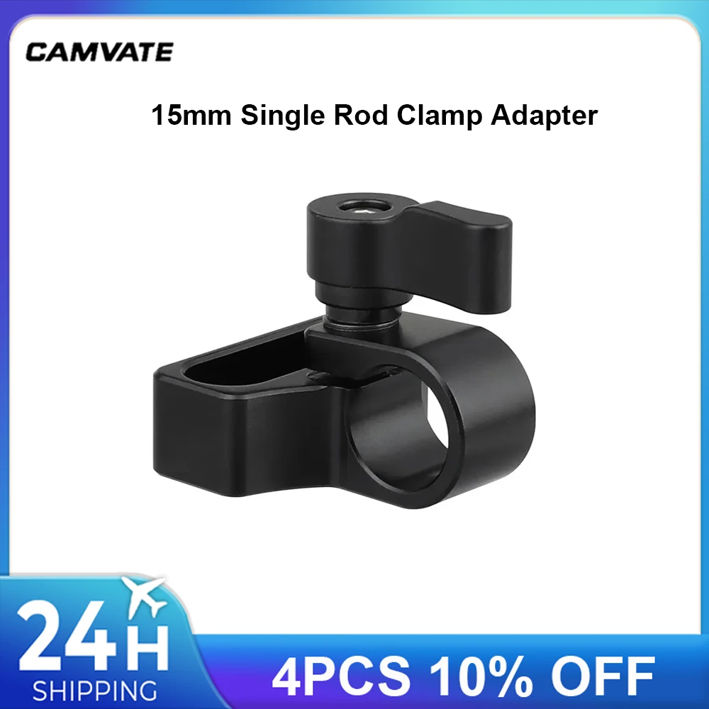 CAMVATE adaptor penjepit batang tunggal 15mm, standar dengan alur pemasangan 1/4 "-20 untuk Monitor, lampu Video, kilat, pemasangan mikrofon
