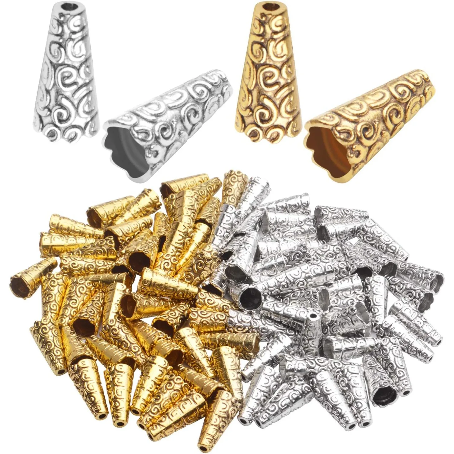 

100 шт. антикварные колпачки для бусин в тибетском стиле, металлические колпачки для бусин, колпачки для цветочных бусин, поделки с кисточками, сделай сам, для изготовления ювелирных изделий