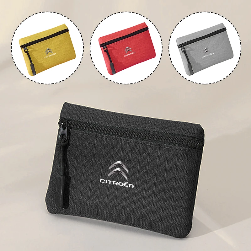 Bank ID Card Wallet Mini Zipper Men Women Coin Purse Key Bag Organizer For Citroen C4 C3 C5 C2 Berlingo Celysee Cactus Picasso