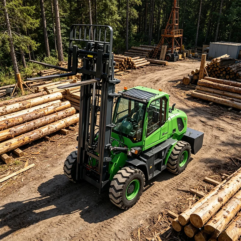 Dual Fuel Off-road forklift 3.8Ton 4WD Rough Terrain Diesel LPG Farm Multifunctional Cargo Forklift In Stock