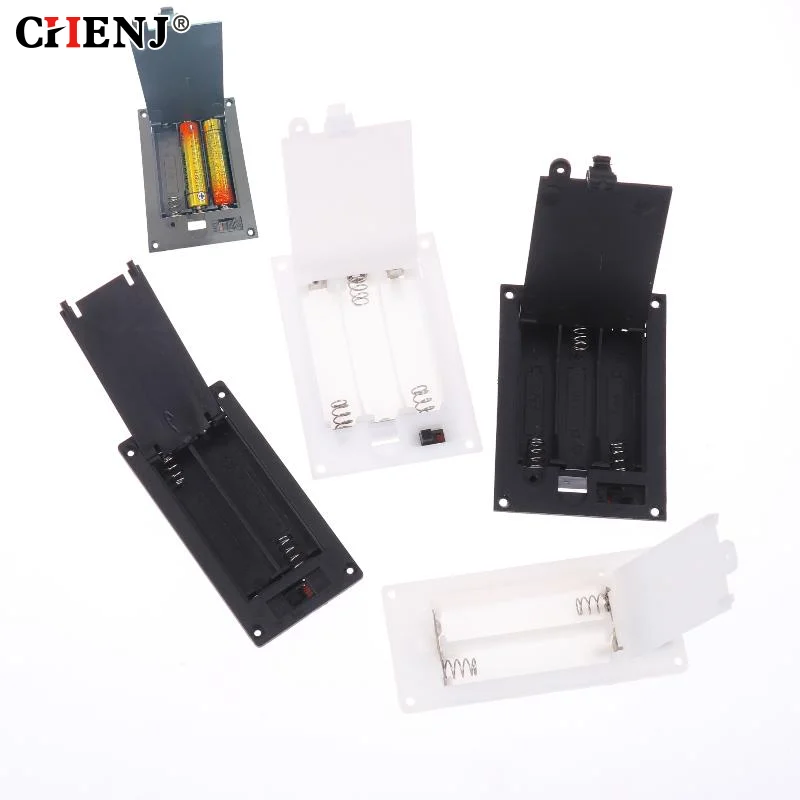 1/3Pcs Batteries Shell Plastic 2x3x AAA Rectangular Embedded Battery Holder Storage Box Case With Switch Cover