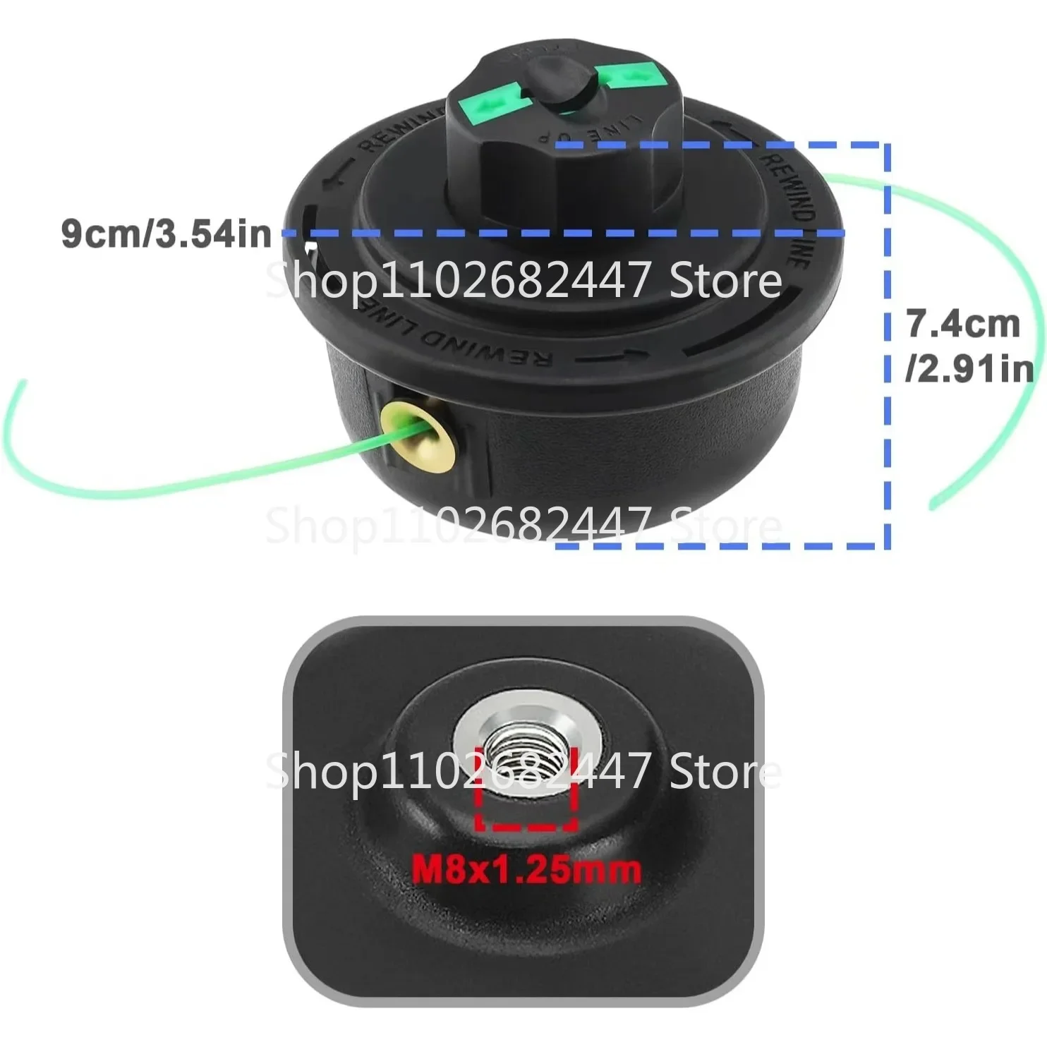 Geeignet für Trimmerkopf Elektrischer Rasenmäher RST210 RST250ER2650 Pfeil-Rasenmäherkopf mit grünem Etikett
