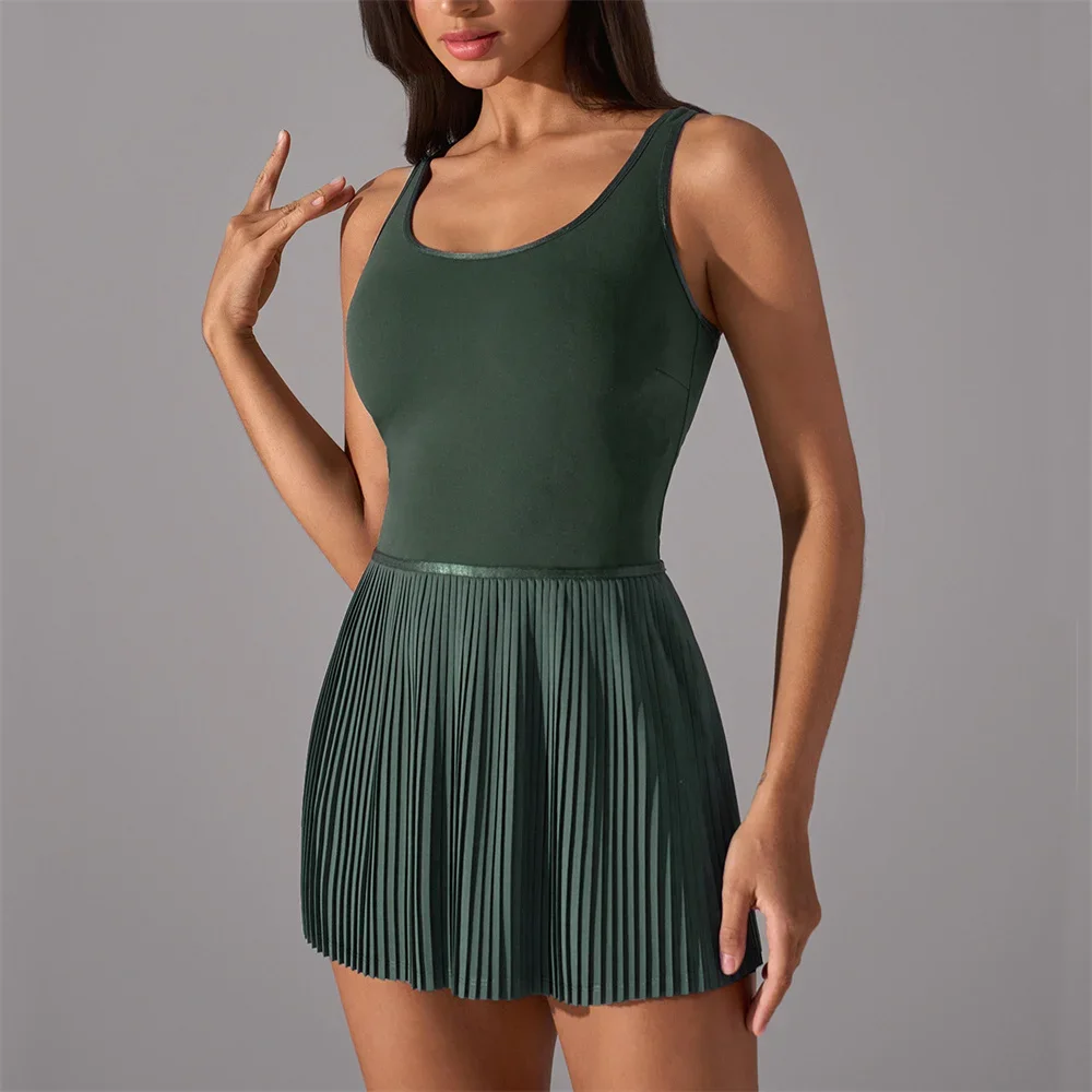 وسادة مكافحة السراويل الرياضية اليوغا مجموعة فستان الغولف المرأة اللياقة البدنية الصالة الرياضية تنفس التنس مطوي تنورة رياضية ملابس نشطة XP26 #6