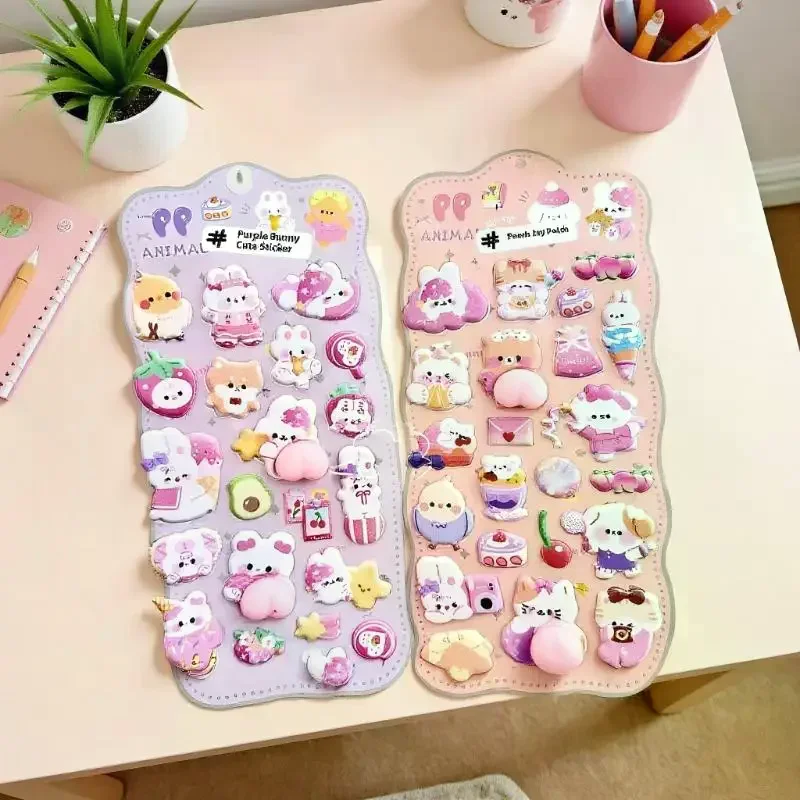 1/4 Pz Stereoscopico Simpatici Animali Scoreggia Pesca Stereo Alleviare Lo Stress Decalcomanie Del Fumetto 3D Sollievo Adesivo FAI DA TE Decor adesivi Forniture