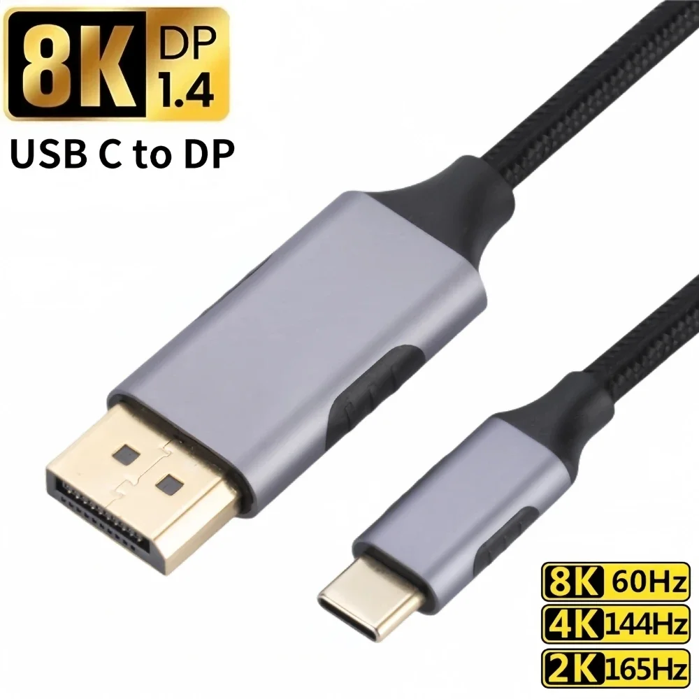 USB C to to DP-Compatible Cable 8K@60Hz DP Type C 3.1 to 4K 144Hz 1.4 Audio Cable Thunderbolt 3 4 for MacBook Air Pro Samsung