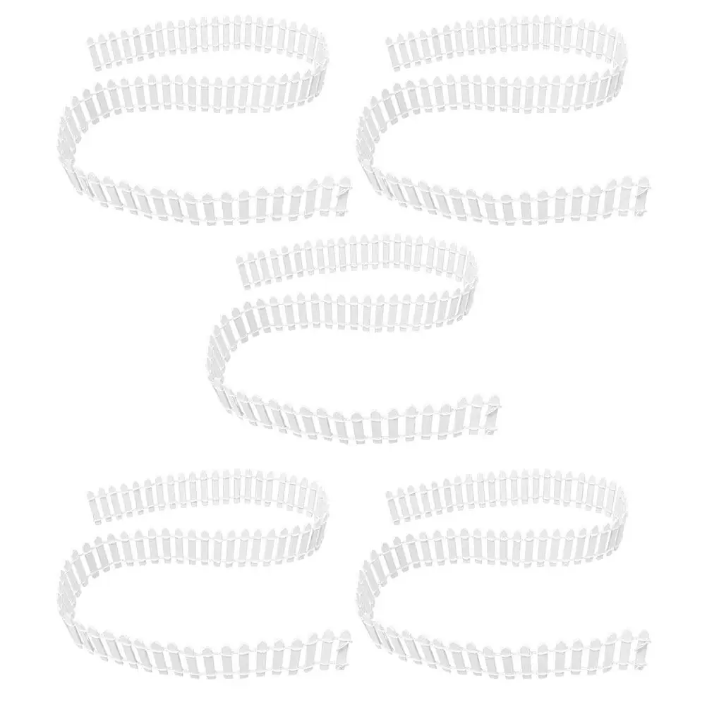 

5Pcs Elegant Mini Picket Fence White Plastic Decorative Garden Fence for Dollhouse Crafts Flowerpot Miniature Landscape Ornament