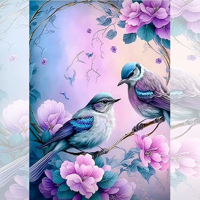 5D New Collection 2024 Diamond Embroidery Birds chirping and flowers fragrant Mosaic Art Kits  scenery Cross Stitch Gift