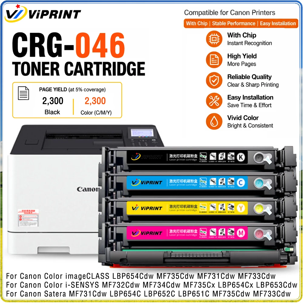 1PCS CRG-046 Compatible for Canon 046 LBP654Cdw MF735Cdw MF731Cdw MF733Cdw MF732Cdw MF734CDW Toner Cartridge MFP Color Printer